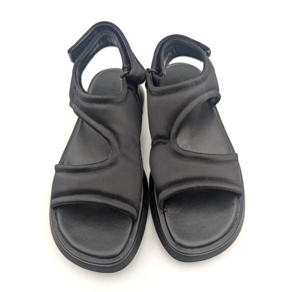 Vince Fresca Strappy Sandal Hook & Loop Open Toe Women's Black Size US6 EU36 - Picture 11 of 12